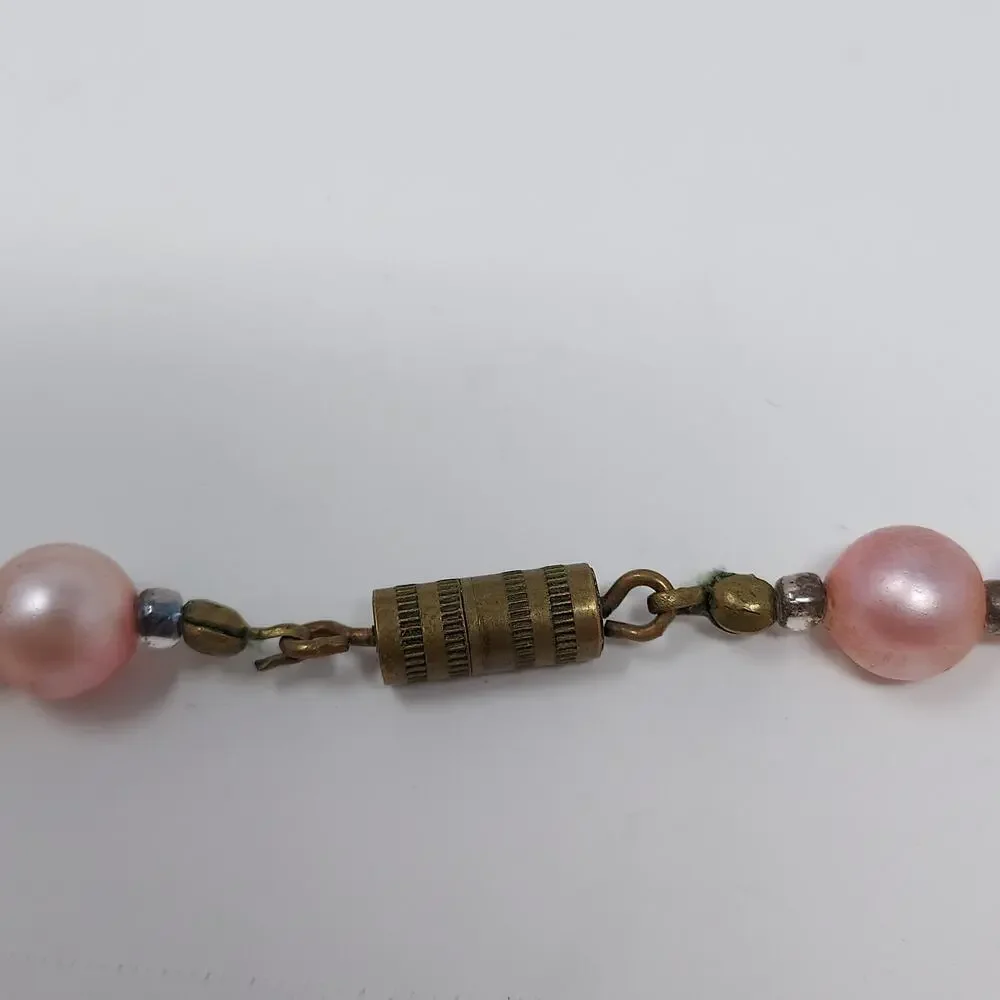 Vintage Pink Plastic Graduated Bubble Bead Necklace 23